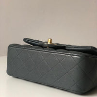 Chanel 18B Dark Grey Caviar Classic Flap Mini GHW.