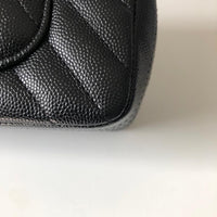 CHANEL Caviar Black Chevron Classic Flap Mini GHW