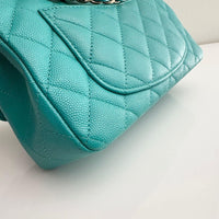 CHANEL Tiffany Green Caviar Classic Flap Mini GHW
