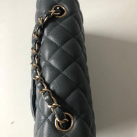 Chanel 18B Dark Grey Caviar Classic Flap Mini GHW.