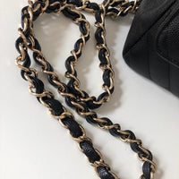 CHANEL Caviar Black Chevron Classic Flap Mini GHW