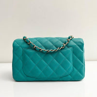 CHANEL Tiffany Green Caviar Classic Flap Mini GHW
