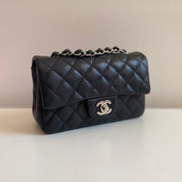 CHANEL Chanel Caviar Black Quilted Classic Flap Mini SHW