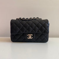 CHANEL Chanel Caviar Black Quilted Classic Flap Mini SHW