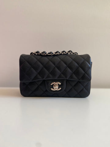 CHANEL Chanel Caviar Black Quilted Classic Flap Mini SHW