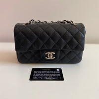CHANEL Chanel Caviar Black Quilted Classic Flap Mini SHW