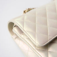 CHANEL 20B Iridescent Ivory Medium Classic Double Flap