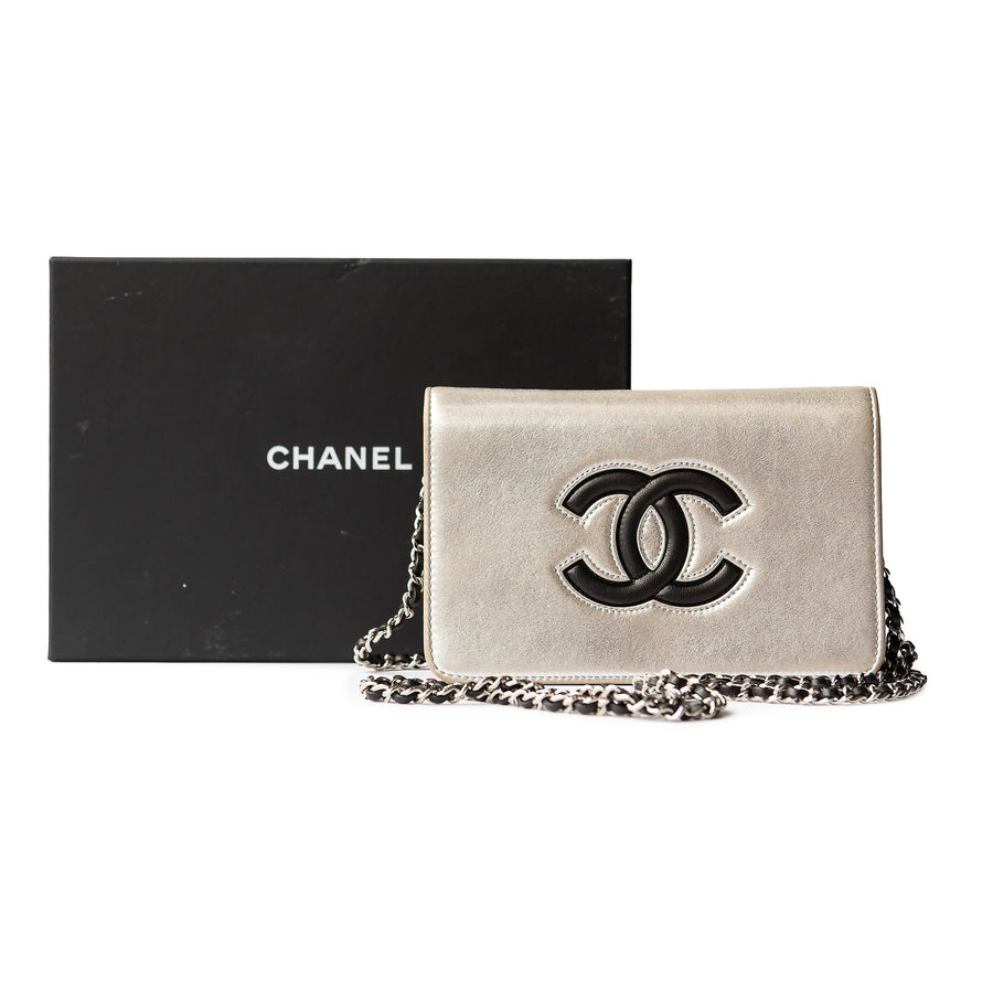 CHANEL Wallet On Chain WOC Silver & Black