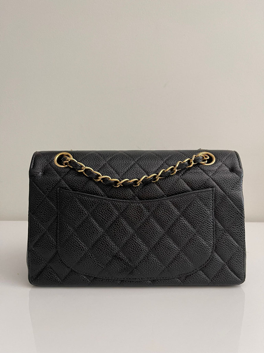 Vintage CHANEL Small Caviar Classic Double Flap Black