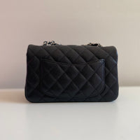 CHANEL Chanel Caviar Black Quilted Classic Flap Mini SHW