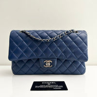 Chanel Classic Medium Lambskin Flap Navy Blue SHW