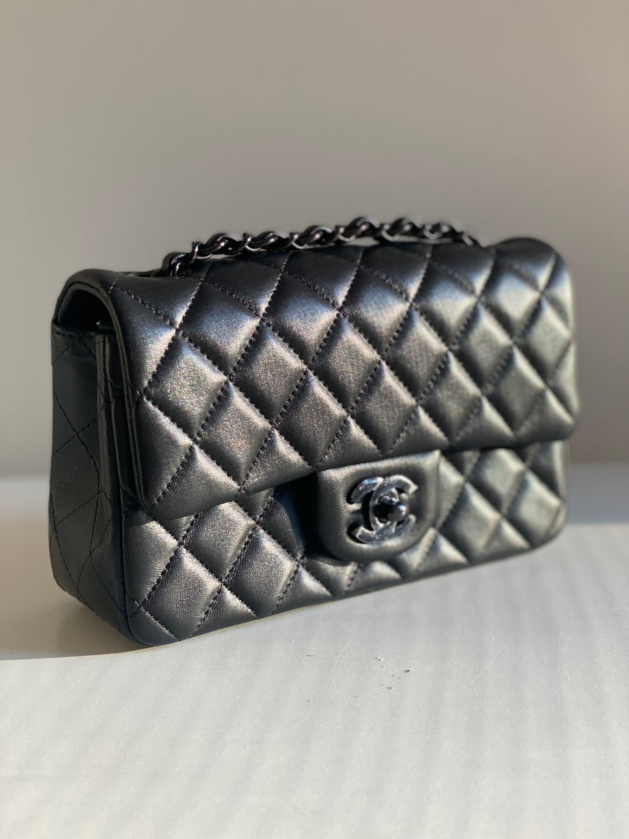 Chanel So Black Lambskin Classic Flap Mini So Black Hardware