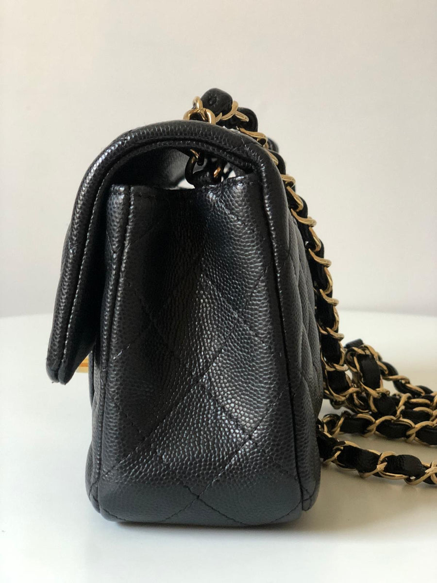 Chanel 17B Caviar Black Quilted Classic Flap Mini GHW