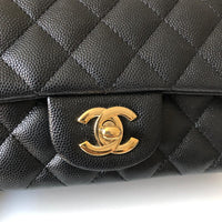 Chanel 17B Caviar Black Quilted Classic Flap Mini GHW