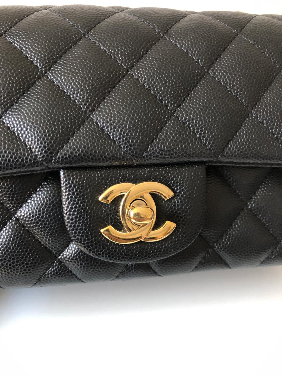 Chanel 17B Caviar Black Quilted Classic Flap Mini GHW