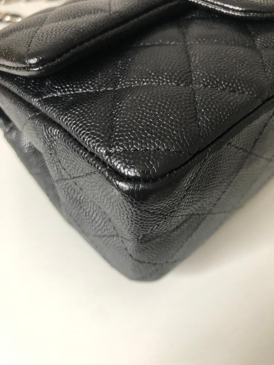 Chanel 18B Caviar Black Quilted Classic Flap Mini SHW