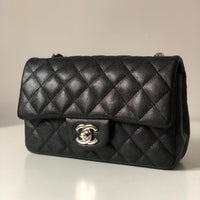 Chanel 18B Caviar Black Quilted Classic Flap Mini SHW