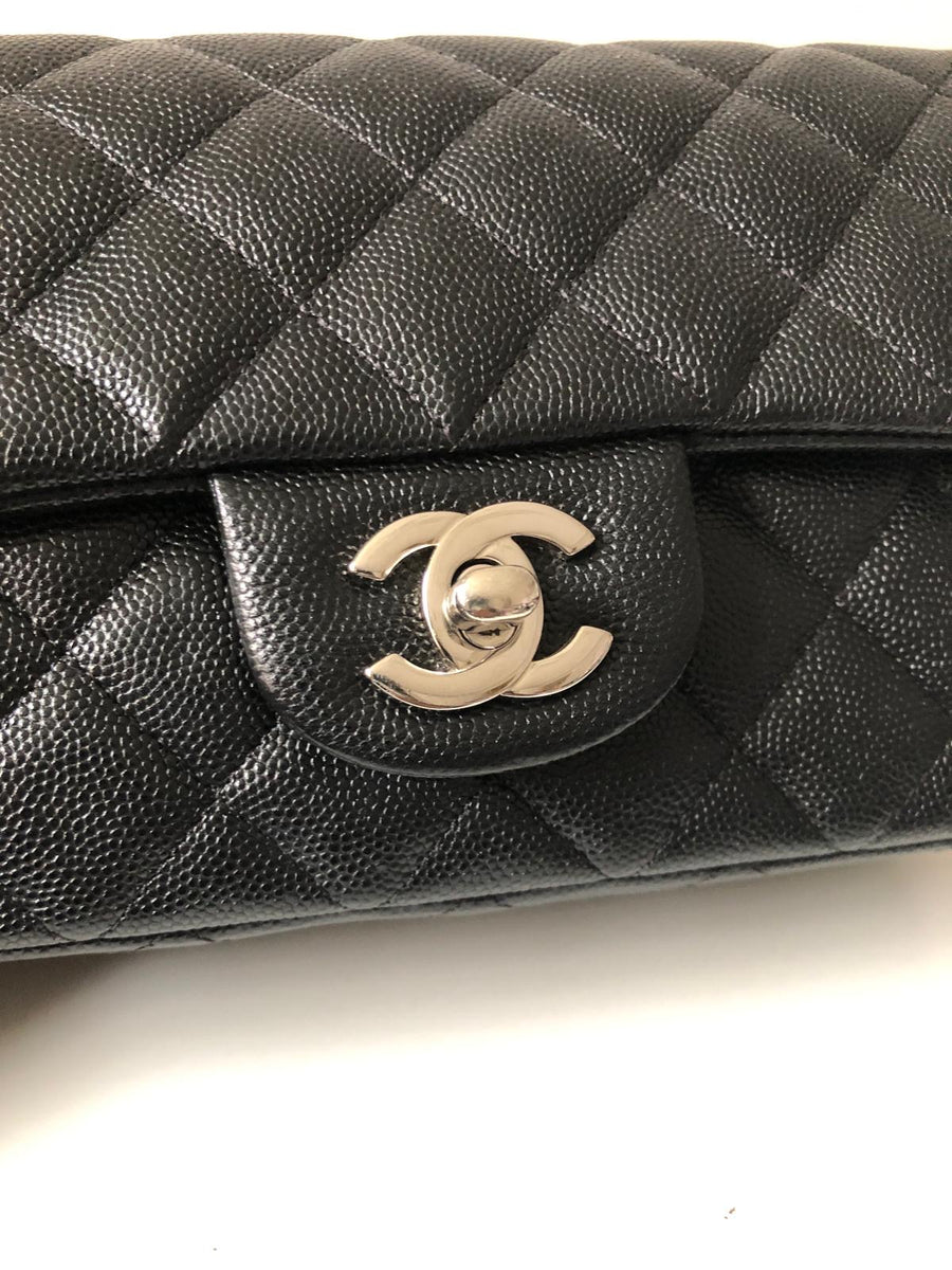 Chanel 18B Caviar Black Quilted Classic Flap Mini SHW