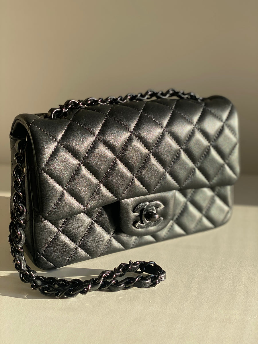 Chanel So Black Lambskin Classic Flap Mini So Black Hardware