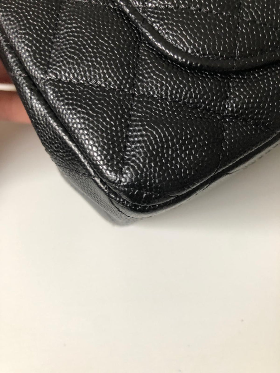 Chanel 18B Caviar Black Quilted Classic Flap Mini SHW