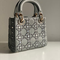 CHRISTIAN DIOR MINI LADY DIOR LIMITED EDITION LAMBSKIN GREY LGHW