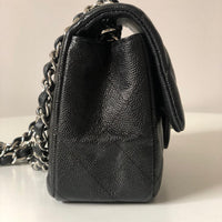 Chanel 18B Caviar Black Quilted Classic Flap Mini SHW