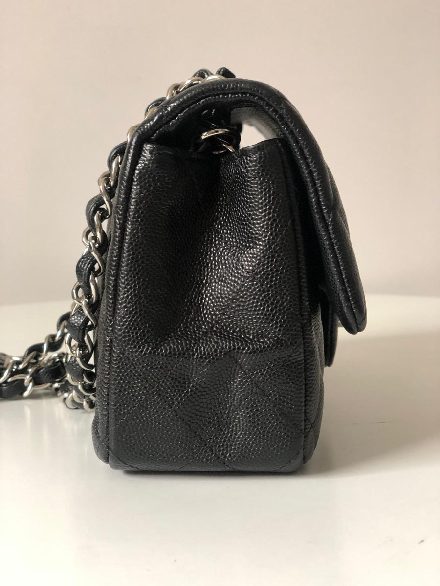 Chanel 18B Caviar Black Quilted Classic Flap Mini SHW