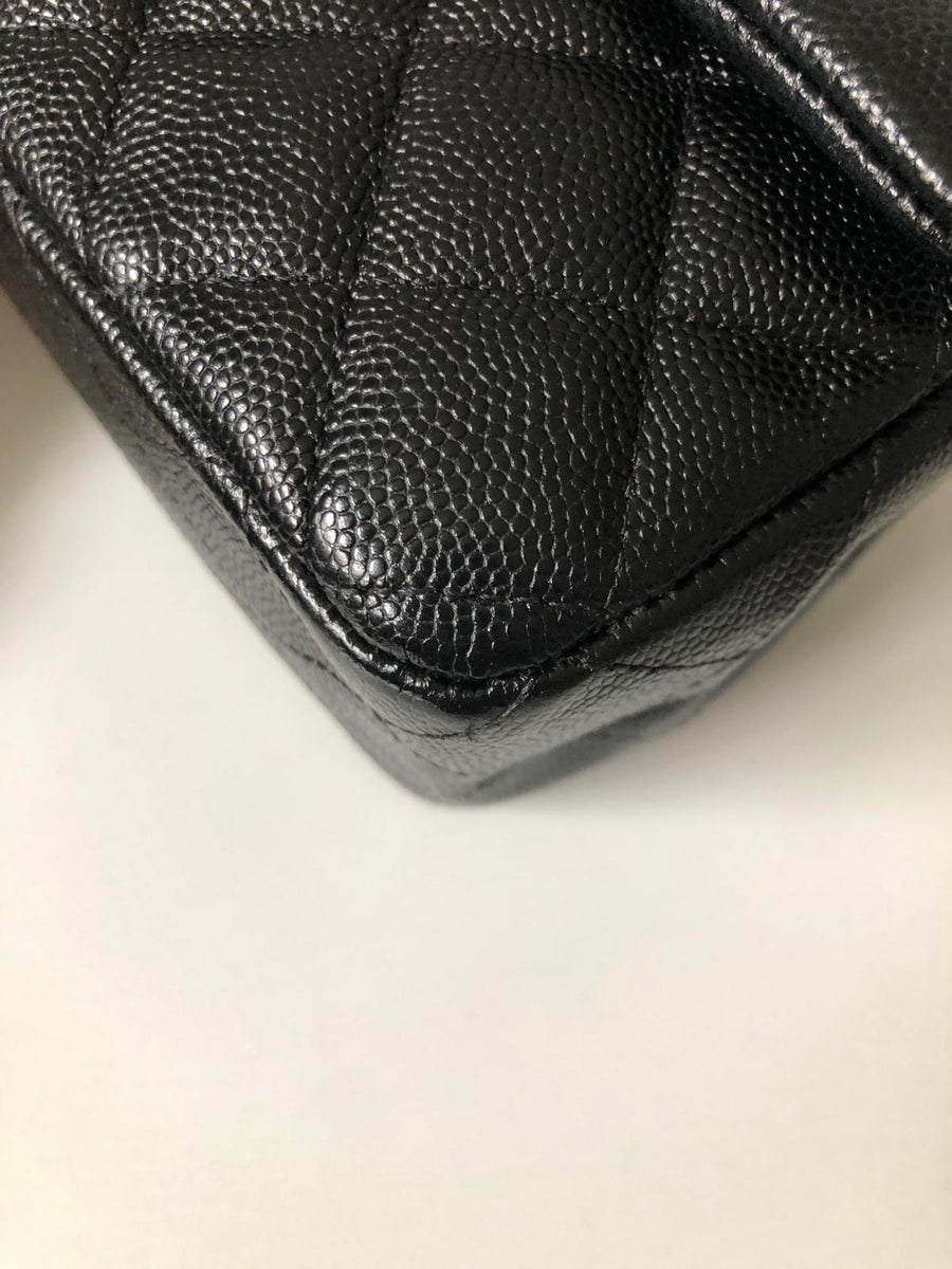 Chanel 18B Caviar Black Quilted Classic Flap Mini SHW