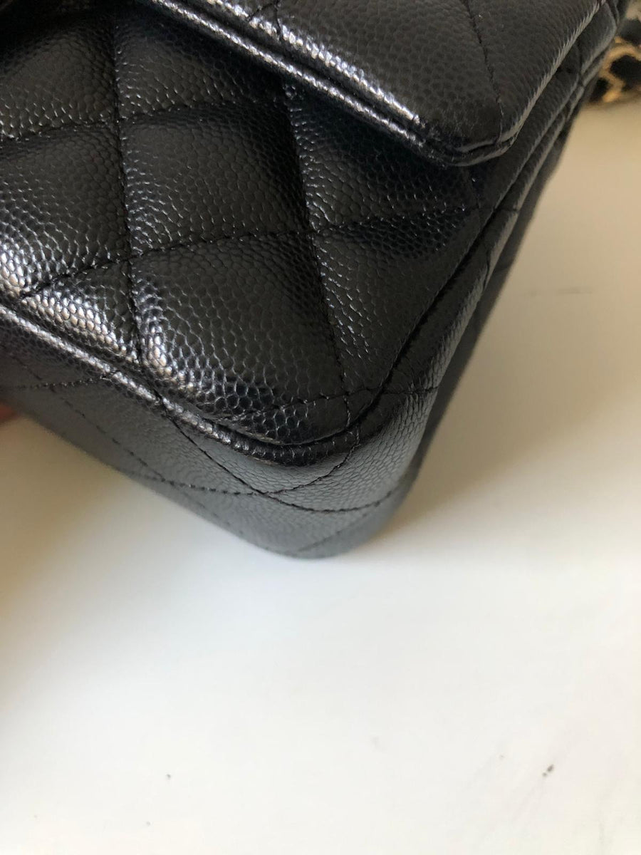 Chanel 17B Caviar Black Quilted Classic Flap Mini GHW