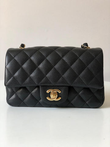 Chanel 17B Caviar Black Quilted Classic Flap Mini GHW
