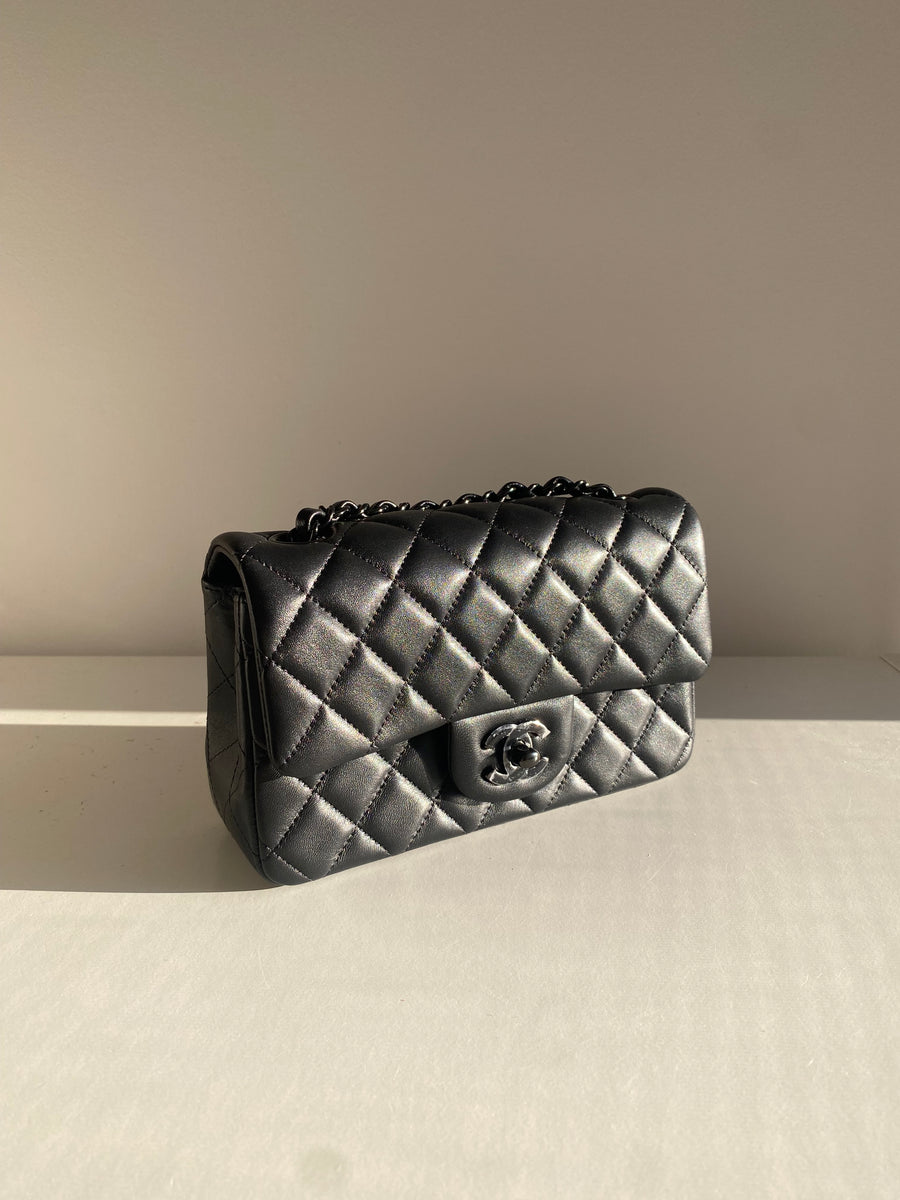 Chanel So Black Lambskin Classic Flap Mini So Black Hardware