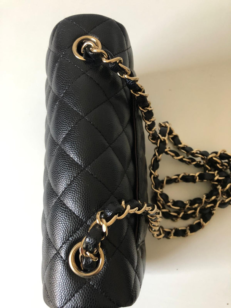 Chanel 17B Caviar Black Quilted Classic Flap Mini GHW