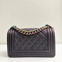 Chanel Small Boy mermaid Quilted Goatskin Rainbow Hardware