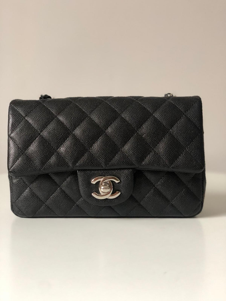 Chanel 18B Caviar Black Quilted Classic Flap Mini SHW