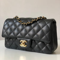 Chanel 17B Caviar Black Quilted Classic Flap Mini GHW