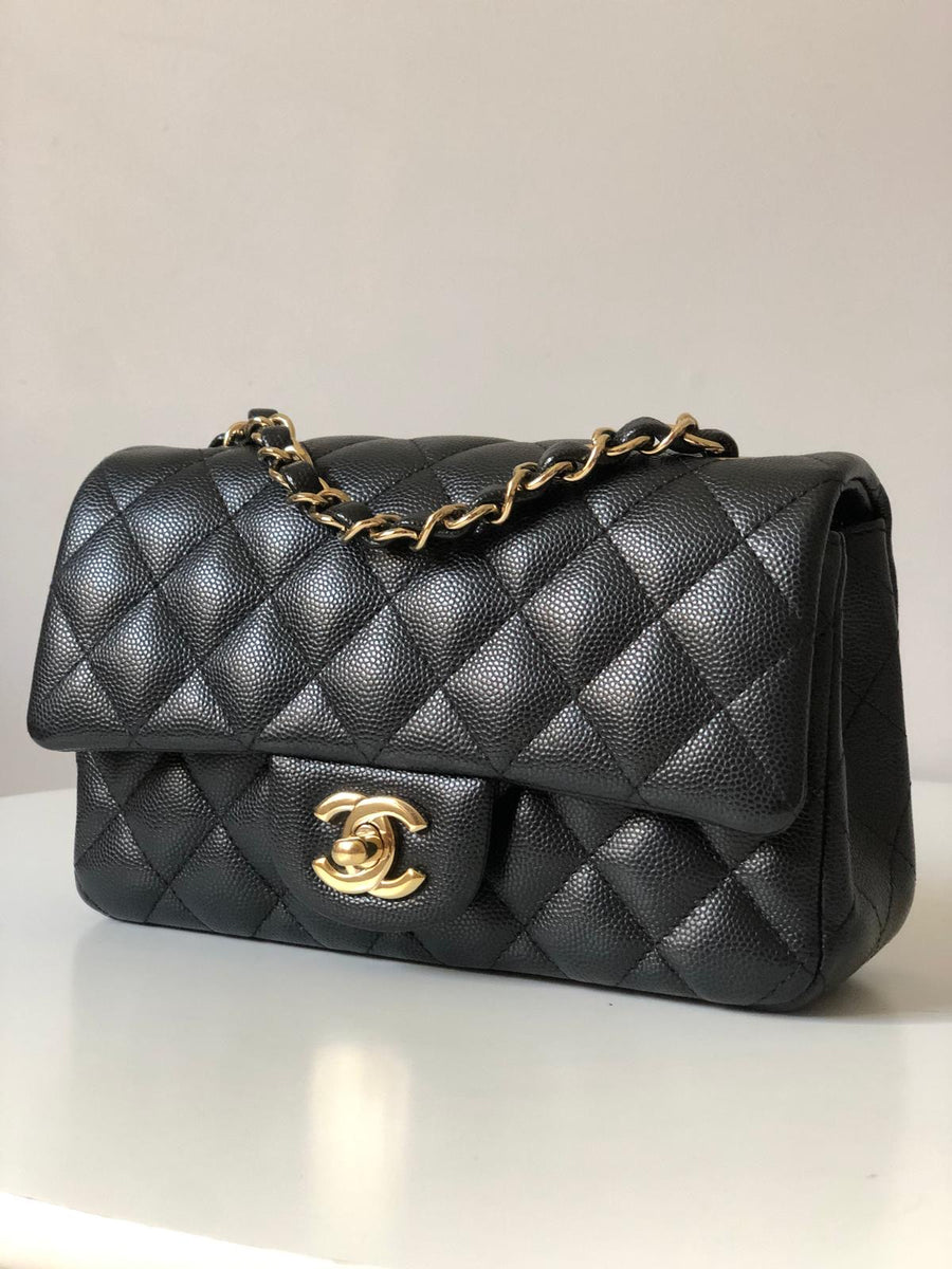 Chanel 17B Caviar Black Quilted Classic Flap Mini GHW