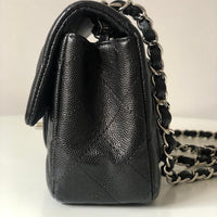 Chanel 18B Caviar Black Quilted Classic Flap Mini SHW