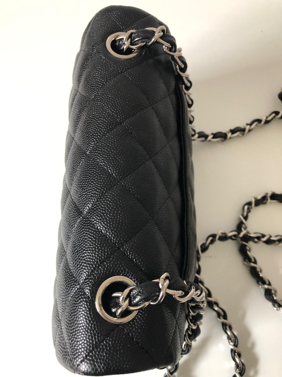 Chanel 18B Caviar Black Quilted Classic Flap Mini SHW