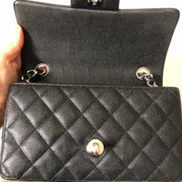 Chanel 18B Caviar Black Quilted Classic Flap Mini SHW