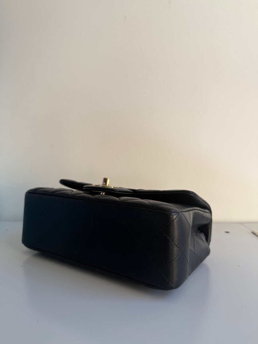 Chanel Black Lambskin Classic Mini Flap with Gold Hardware – 2022, Pristine